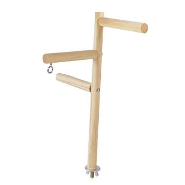 Imagem de Generic Suporte de madeira para, poleiro, gaiola, acessórios, exercício, plataforma resistente, playground para calopsitas, 3 barras