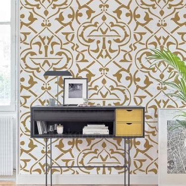 Imagem de Estêncil árabe muçulmano árabe islâmico 60 cm modelo de móveis para decoração pintura padrões grandes paredes grandes modelos de parede nicho para azulejos pintura de madeira