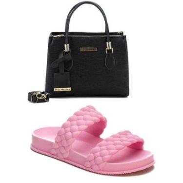 Imagem de Bolsa Feminino Lançamento + Sandalia Rasterinha Feminina leve confortavel-Feminino