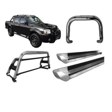 Imagem de Kit Quebra Mato Santo Antonio H2 Estribo Frontier 2007 Cromado - HOZZ