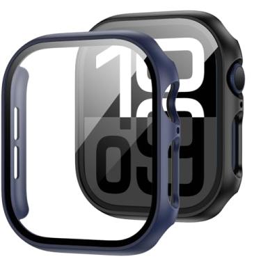 Imagem de JZK Pacote com 2 capas com protetor de tela de vidro temperado para Apple Watch Series 11 (2025) Series 10 42 mm, Slim Guard cobertura total capa protetora de PC rígida HD ultrafina para iWatch 11/10