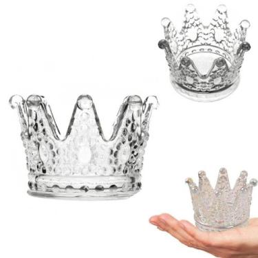 Imagem de 10 Porta Velas Castiçal em Vidro Coroa Suporte Decoração - Impo