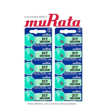 Imagem de 10 Baterias Murata 317 SR516SW 1.55V Célula de Botão de Relógio de Óxi