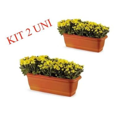 Imagem de KIT 2 Vaso Jardineira Plastico Retangular Marrom 50 Cm - PLASTICOS RIS