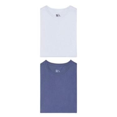 Imagem de Kit 2 Camisetas Básicas Reserva, Branco, Azul, M