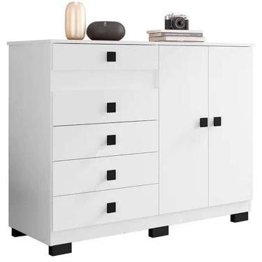 Imagem de Cômoda Sapateira 2352 5 Gavetas 2 Portas Araplac Cor Branco