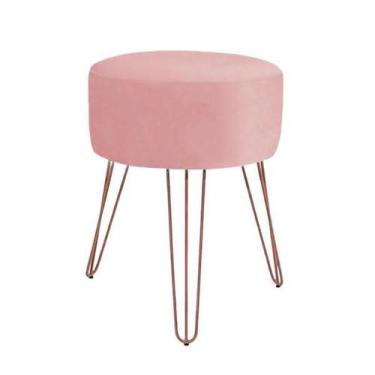 Imagem de Puff Magnus Redondo Pés Aramado Rosê Pés Rosê Gold Para Hall - Decore.