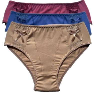 Imagem de Kit 3 Calcinha Senhora Feminina Lingerie Confortável Calçola Microfibr