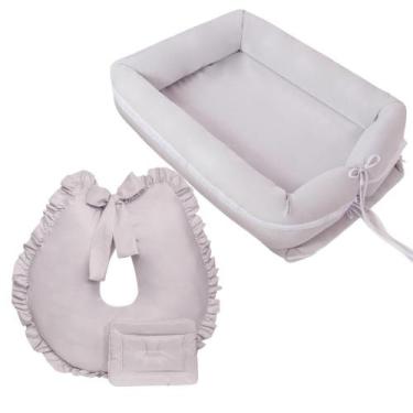 Imagem de Kit Ninho Bercinho Redutor e Almofada Amamentação para Bebe - Zan Baby