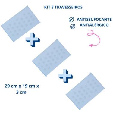 Imagem de Travesseiro antisufocante, antialérgico papi  29x19, KIT3UNAZUL