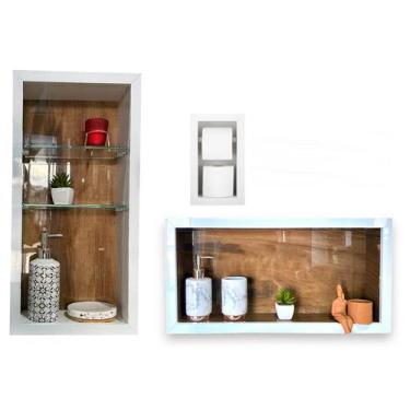 Imagem de Kit Nicho Para Banheiro + Papeleira - Vertical/horizontal 60x30x10 cm 