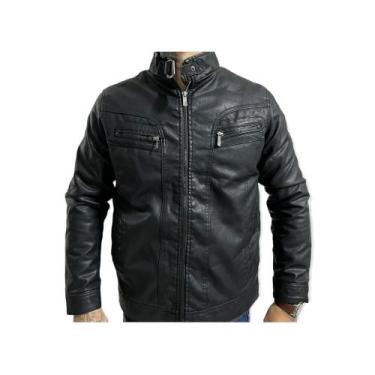 Imagem de Jaqueta Couro Masculina Resistente Casual Clássica - Vmong, Preto, M