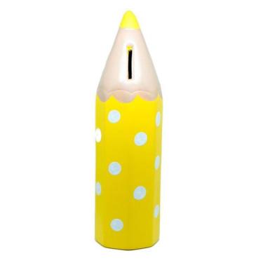 Imagem de Cofre Lápis de Cor Escolar Grande em Cerâmica Decor - Amarelo - Retrof