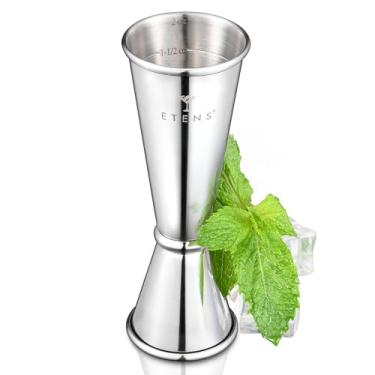 Imagem de Etens Jigger japonês profissional com medidas internas – Medidor de dose de coquetel de 28 g de 59 ml, medidor de barra para barman, copo medidor de bebida (prata, aço inoxidável)