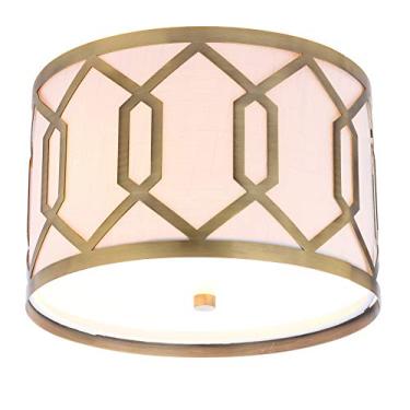 Imagem de JONATHAN Y JYL3501A Hex 2-Light 12,5" Metal LED Flush Mount Contemporâneo, Transitório Regulável, Luz Quente 2700K, Cozinha, Corredor, Banheiro, Escada, Latão Dourado