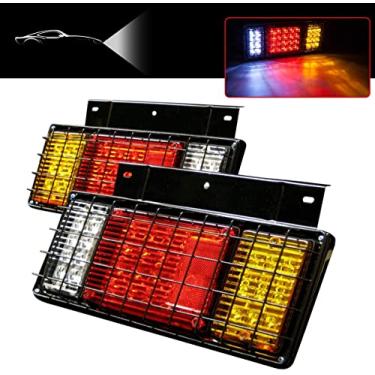 Imagem de LIMICAR Kit de lanternas traseiras de reboque de 40 LEDs com proteção de rede de ferro e seta de freio, luzes traseiras de LED conjunto de luz traseira para caminhão Isuzu NPR NPR-HD NRR NQR NKR NHR FSR FRR