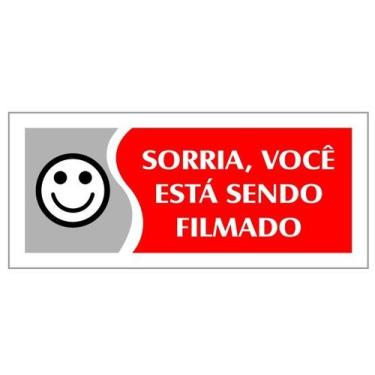 Imagem de Placa - sorria voce esta sendo filmado - vermelha / em ps 20 x 7cm emp