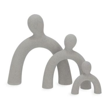 Imagem de Trio escultura familia em polirresina cinza mart