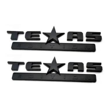 Imagem de Kit 2 Emblema Texas Edition Letreiro 3D Preto Automotivo - Marçon