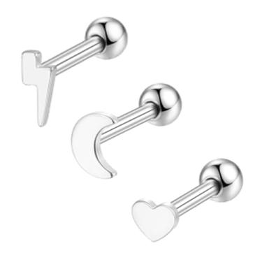 Imagem de LOMISS 3 Peças PIERCING MINIBARBELL AÇO CIRÚRGICO PVD CORAÇÃO 1,2X8 (PRATA)