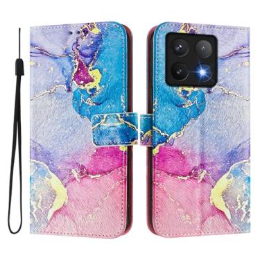 Imagem de Capa carteira para Xiaomi 14T Pro, 3 compartimentos para cartão, 1 compartimento para dinheiro, capa flip de couro PU com padrão fofo, capa com fivela magnética à prova de choque, compatível com