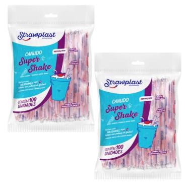 Imagem de Canudo Grosso Milk Shake Açái Vitamina 210mm X 10mm - 200un - Strawpla