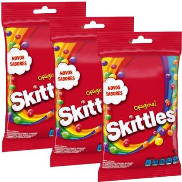 Imagem de 3 Packs de Bala Skittles Original 95G - Skittles
