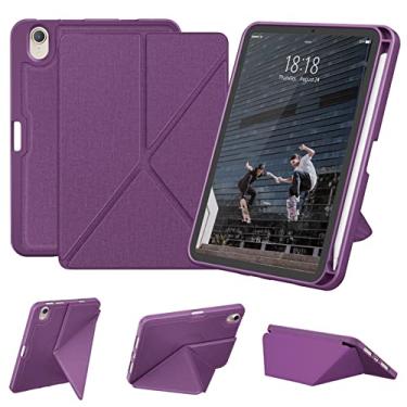 Imagem de DTTO Capa para iPad Mini 6ª Geração 8,3 polegadas 2021 com suporte para lápis, capa magnética em vários ângulos com capa traseira de TPU Carregamento sem fio [Despertar/hibernar automático], Roxo escuro