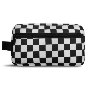 Imagem de Necessaire  XADREZ 06 Bolsa de Mão Bag Multiuso 2 Divisorias  porta ce