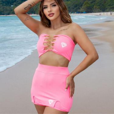 Imagem de Conjunto Trio Biquíni com Short Saia Gringas Model, Rosa, Chiclete, Ún