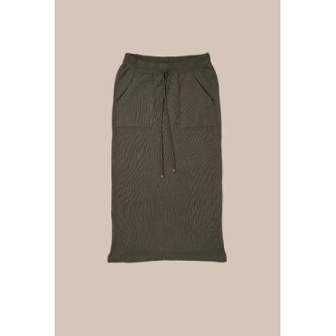 Imagem de Saia Midi Tricot Feminina - Michele Tricot, GG, Verde bosque