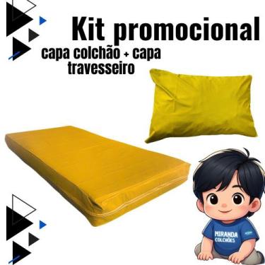 Imagem de Kit Capa Impermeável Protetora p/ Colchão Solteiro + Capa p/ Travessei