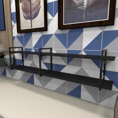 Imagem de Aparador industrial aço cor preto 180x30x40cm (C)x(L)x(A) cor mdf pret