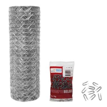 Imagem de Kit Tela Mangueirão Fio 18 1 x 25 metros + 1 Kg de Grampo - Rural Agro