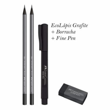 Imagem de Kit Supersoft com 2 Lápis Grafite+Caneta Fine Pen+Borracha - Faber Cas