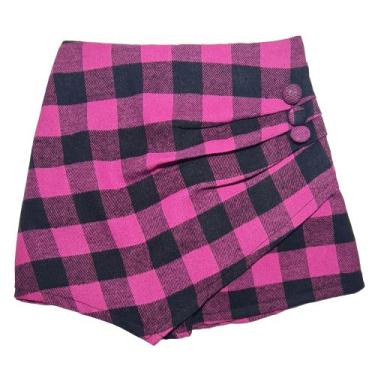 Imagem de Short Saia Infantil Flanelado Xadrez - 2L Kids, Pink, Xadrez, 12