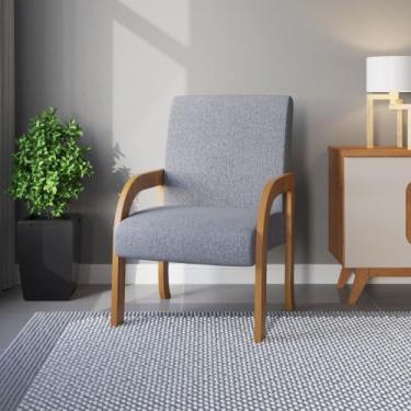 Imagem de Poltrona 59cm Linho Ravena Viero Móveis, Mel/Linho Inox