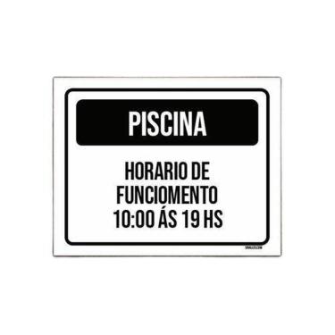 Imagem de Placa Piscina Horário Funcionamento 10 Às 19 18x23cm 3un