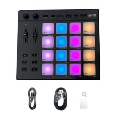 Imagem de Midi Controller Beat Maker Machine para iniciantes, produção musical, 16 beat pads iluminados RGB