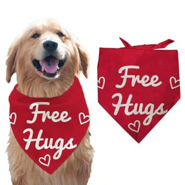 Imagem de arricraft 1 bandana para cães de estimação, 30,7 x 14,9 polegadas (78 x 38 cm) abraços, palavras de coração, estampa de pata, bandana de animal de estimação, ajustável, confortável, babadores para