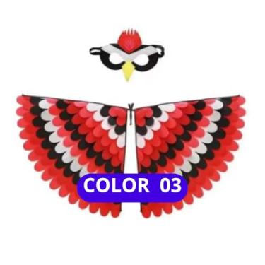 Imagem de Fantasia De Asas De Pássaro Para Crianças De 3 A 8 Anos De Idade, Máscara De Feltro E Conjunto De Asas, Coruja, Pavão, Para Meninos E Meninas, Carnaval, Halloween (COLOR03)