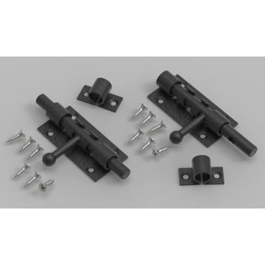 Imagem de Fechadura de porta de entrada sem chave, trava de metal de segurança para porta, travas deslizantes resistentes para portas externas com ferragem de orifício de cadeado para cercas de madeira e portas