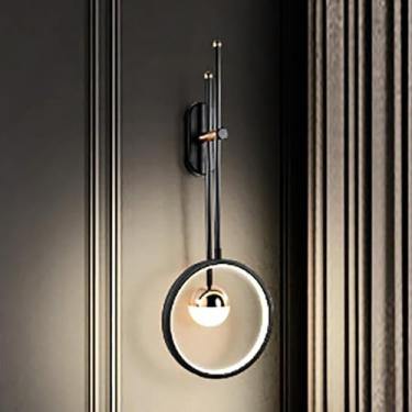 Imagem de Arandela de parede LED moderna giratória 330° alumínio lâmpada de parede interna 32W 63 * 22 * 4 cm Luz de parede acrílica dourada + luminária de parede preta com 2 luzes para quarto, sala de estar,