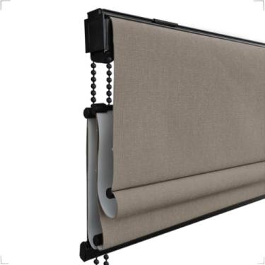 Imagem de Cortina Persiana Romana Blackout 1,10 (Lar) x 1,60 (alt) (Tóquio 05 - Acabamento Preto)