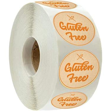 Imagem de Etiquetas rotativas de alimentos sem glúten | 500 unidades | 3,8 cm | Etiquetas adesivas de alimentos sem glúten | Papel kraft | Comida, padaria, bolo, biscoito, sobremesa, pão | caixas, frascos,