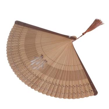 Imagem de Ventilador de Mão Dobrável Portátil Com Borlas Ocas, Ferramenta de Resfriamento de Verão e Decoração para Dias Quentes - e (Osso de leque marrom)
