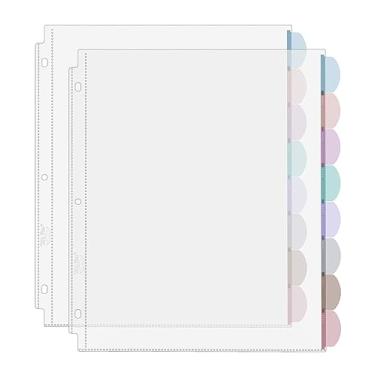 Imagem de Mr. Pen Protetores de Folhas Transparentes com Abas de Fichário, 8 Abas, 2 Conjuntos, Protetores de Folhas de Fichário Transparentes, Divisores de Plástico Transparente para Fichário de 3 Argolas, Div