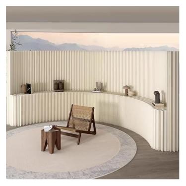 Imagem de Biombos e Divisórias Tela Divisória Interna Dobrável Para Separação De Ambientes, Divisor De Tela De Parede De Papel Moderno Para Decoração De Escritório Doméstico, Com Prateleiras De Armazenamento(30