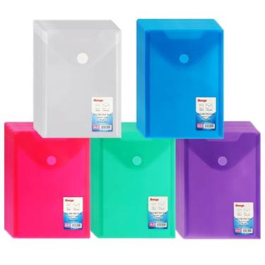 Imagem de WOPPLXY Pacote com 60 envelopes de plástico, envelopes de plástico transparente de 17,78 x 25,4 cm, pastas de arquivos transparentes para documentos, pasta de arquivos à prova d'água com botão de