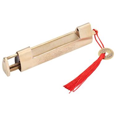 Imagem de Fechaduras de Porta para Caixas de Jóias e Gavetas Delicado Estilo Antigo Chinês Fechadura Vintage Com Chave 8cm Espaçamento Cadeado Antigo de Bronze